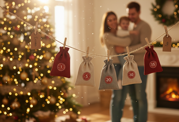 AdventZauber™ - Adventskalender zum Selbstbefüllen (24 Stoffsäckchen)
