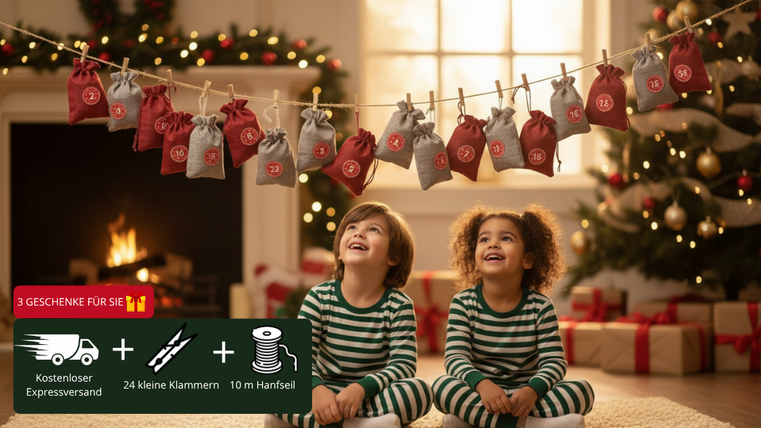 AdventZauber™ - Adventskalender zum Selbstbefüllen (24 Stoffsäckchen)